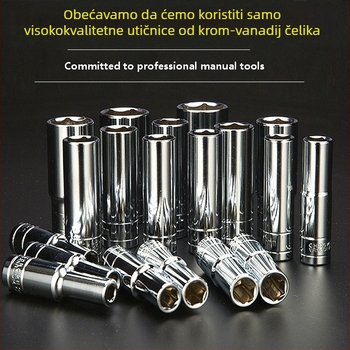 Set produženih utičnica od 1/2 inča, krom-vanadij čelik, šesterokutne glave za električni odvijač