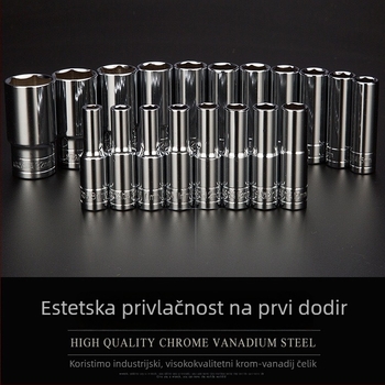 Set produženih utičnica od 1/2 inča, krom-vanadij čelik, šesterokutne glave za električni odvijač