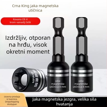 Električna glava odvijača s unutarnjim i vanjskim šesterokutom, magnetski držač za nastavke, šesterokutna utičnica odvijača