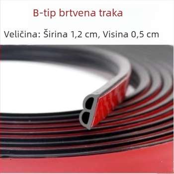 Haokai B-tip auto brtvna traka sa samolepljivom - za vrata, poklopac motora i prtljažnik, zvučna izolacija, otpornost na prašinu i vodu