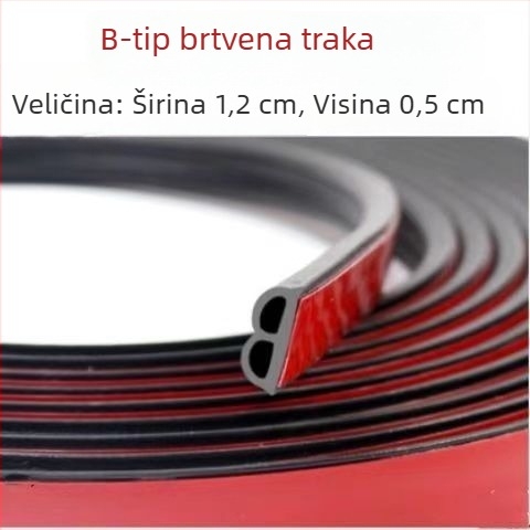 Haokai B-tip auto brtvna traka sa samolepljivom - za vrata, poklopac motora i prtljažnik, zvučna izolacija, otpornost na prašinu i vodu