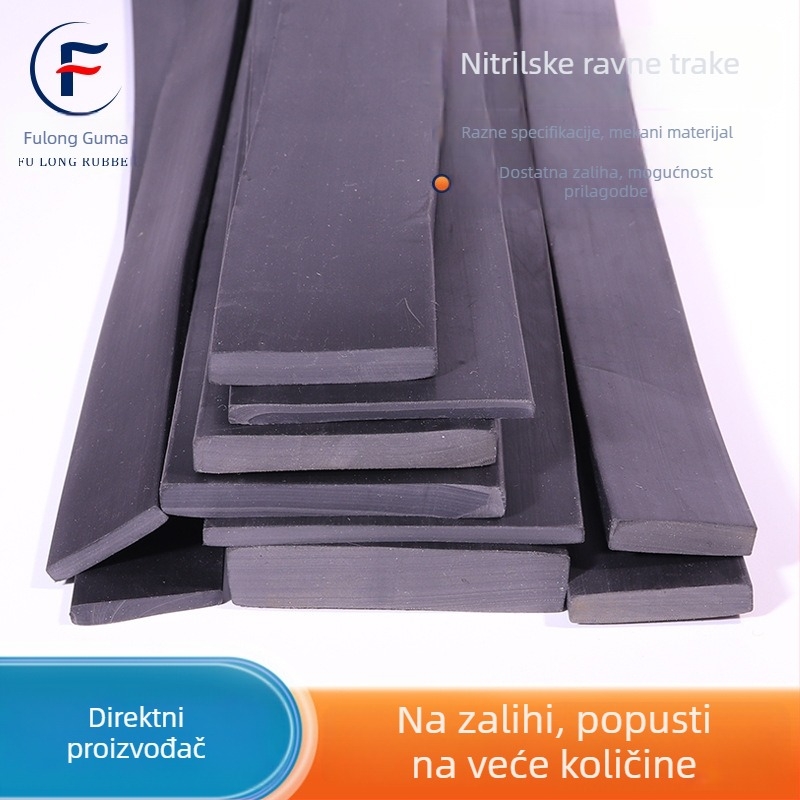 Crna nitrilna gumena ravna traka, zaštita od udara, apsorpcija šoka, brtna traka s kvadratnim profilom