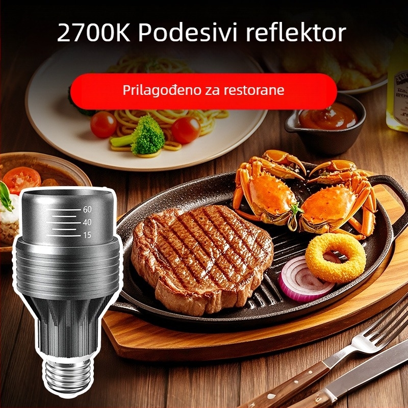 LED usmjerena svjetiljka za blagovaonu, E27 baza, podesivi fokus, osvjetljenje za restorane s roštiljem i hot pot