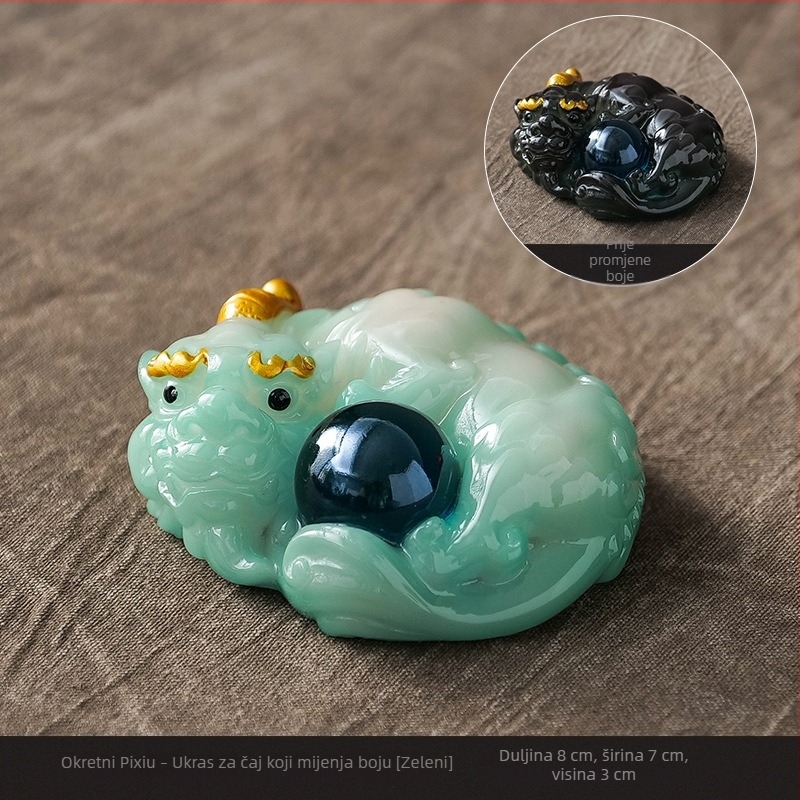Pixiu figura s promjenom boje, talisman bogatstva, dekoracija za čajni stol