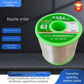 Žica za lemljenje s 63% tinom, visoka čistoća, nizak toplinski topl, rosin jezgra, bez čišćenja za PCB