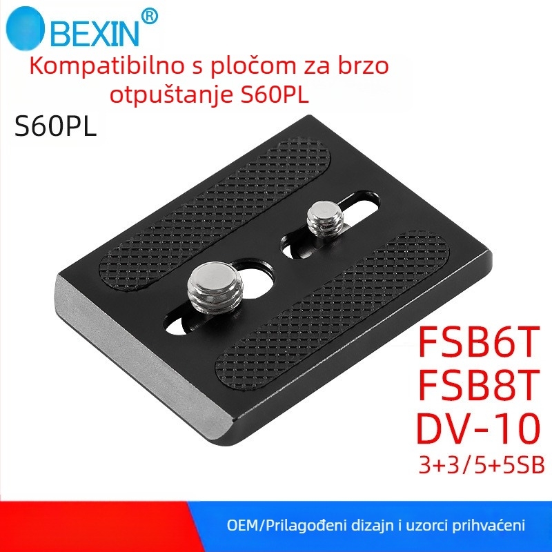 Bei Xin S60PL ploča za brzo oslobađanje za DSLR glavu stativa, aluminij‑legura, 62×45 mm, nosivost 2–5 kg