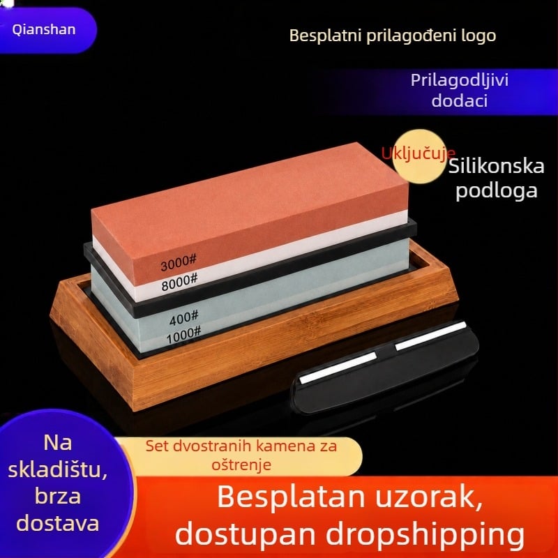 Dvostrani set kamenja za oštrenje s bijelim korundom, za kućnu i vanjsku upotrebu, komplet za oštrenje noževa