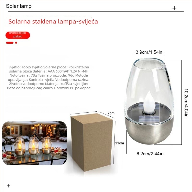 Solarne LED svijeće za vanjsku upotrebu, vodootporno vrtno rasvjetno krajolje, ambientno svjetlo od nehrđajućeg čelika u obliku čaše za vino