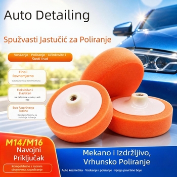 Automobilski detaljni polirni disk s navojem M14/M16, jastučić za poliranje od spužve, spužvasta kuglica, ravno valovito spužvasto kolut