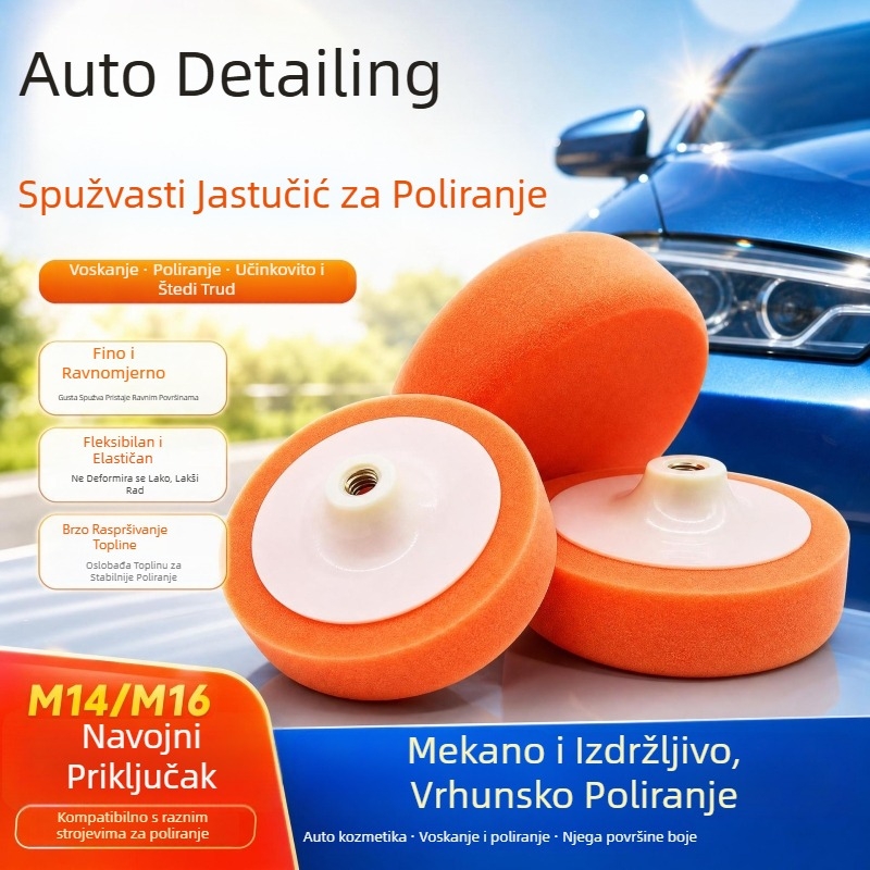 Automobilski detaljni polirni disk s navojem M14/M16, jastučić za poliranje od spužve, spužvasta kuglica, ravno valovito spužvasto kolut