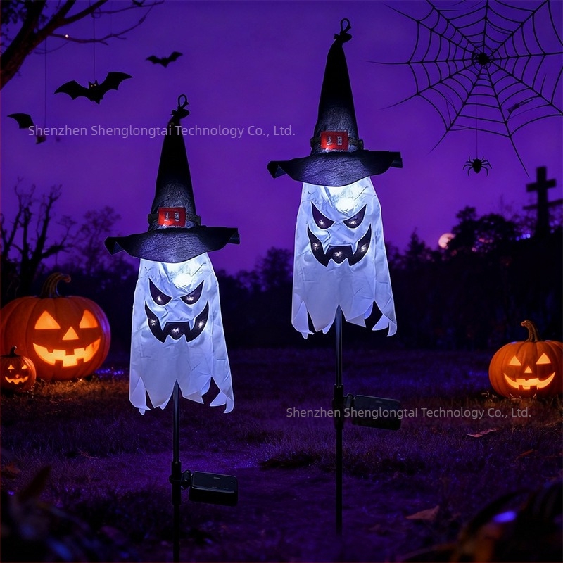 Nova LED solarna Halloween dekorativna svjetla s 4 tikve fenjera u boji tamne ruže, IP65 vodootporna, bez kablova