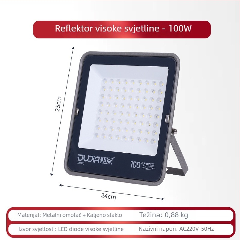 LED reflektor 200W vanjski, vodootporan IP66, za gradilišta i tvornice