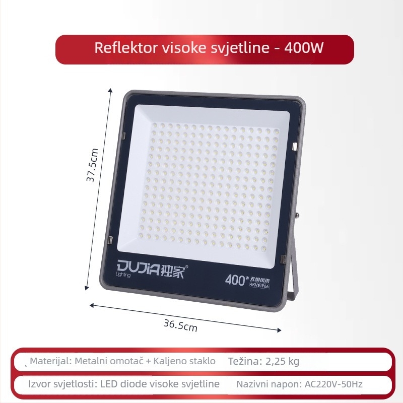 LED reflektor 200W vanjski, vodootporan IP66, za gradilišta i tvornice