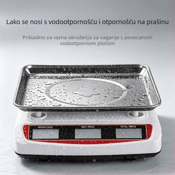 Kompaktna vodootporna i otporna na prašinu elektronička vaga za označavanje cijena, za trgovinski štand, s HD zaslonom, kapacitet 0-30 kg
