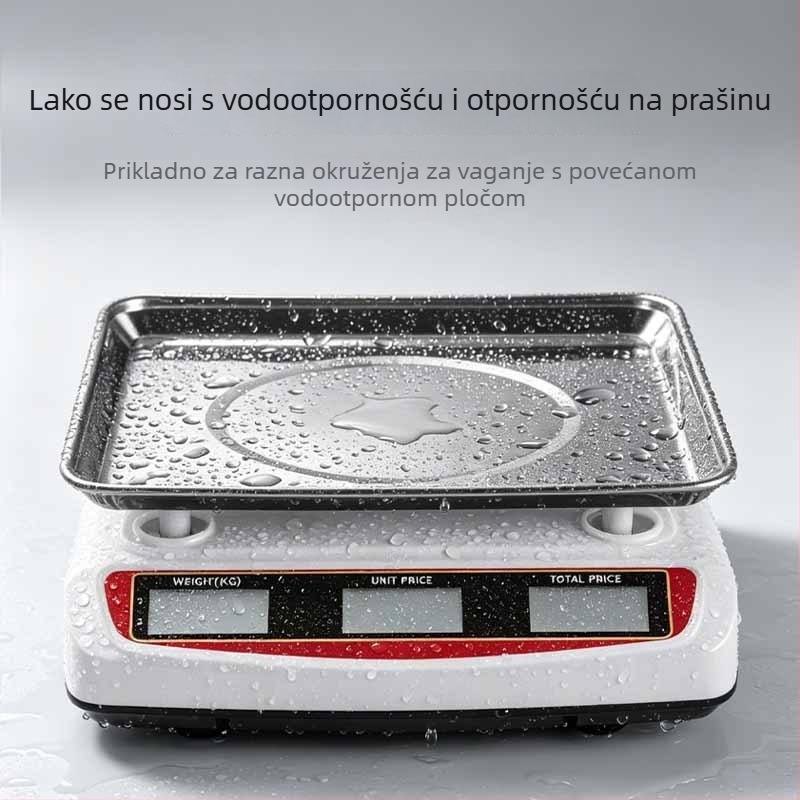 Kompaktna vodootporna i otporna na prašinu elektronička vaga za označavanje cijena, za trgovinski štand, s HD zaslonom, kapacitet 0-30 kg