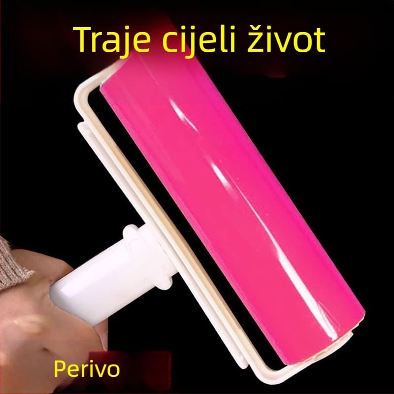 Perivi valjak za uklanjanje dlaka s odjeće, s rolom za uklanjanje dlaka i ljepivim listićima