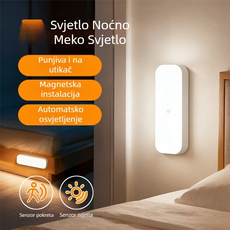 Punjiva noćna svjetiljka sa senzorom pokreta za garderobe i ormariće