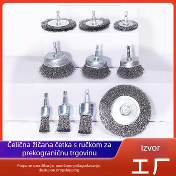 Peroom tip šestougaona četka od čelične žice s čašastom glavom, za bušilice i kutne brusilice, promjer 38 mm, osovina 6 mm, debljina 5 mm.