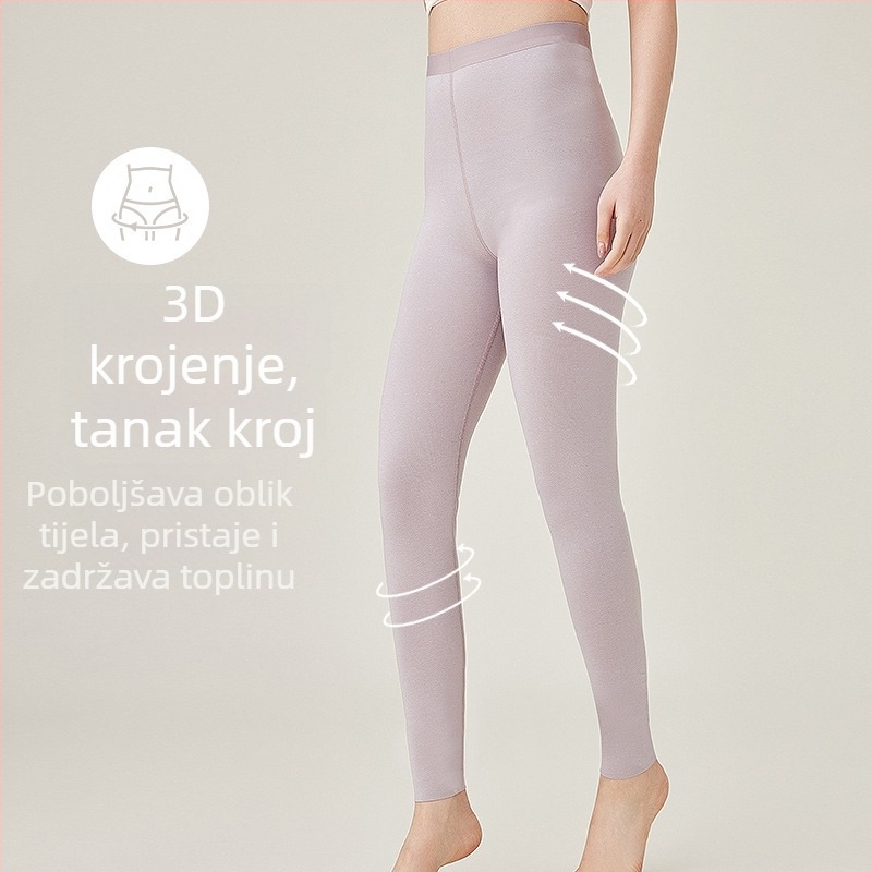 Ženski termalni tajice s visokim strukom za jesen i zimu, tanke, s dvostrano četkanom površinom, lagane i tople, kao osnovni sloj