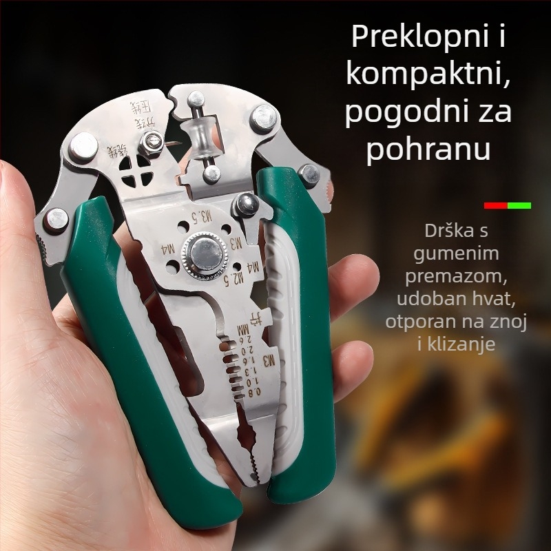 Sklopivi nehrđajući čelični električarski kliješta – višenamjenski alat za skidanje izolacije, uvijanje, navijanje i rezanje žica