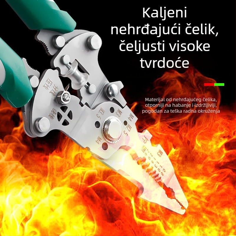 Sklopivi nehrđajući čelični električarski kliješta – višenamjenski alat za skidanje izolacije, uvijanje, navijanje i rezanje žica