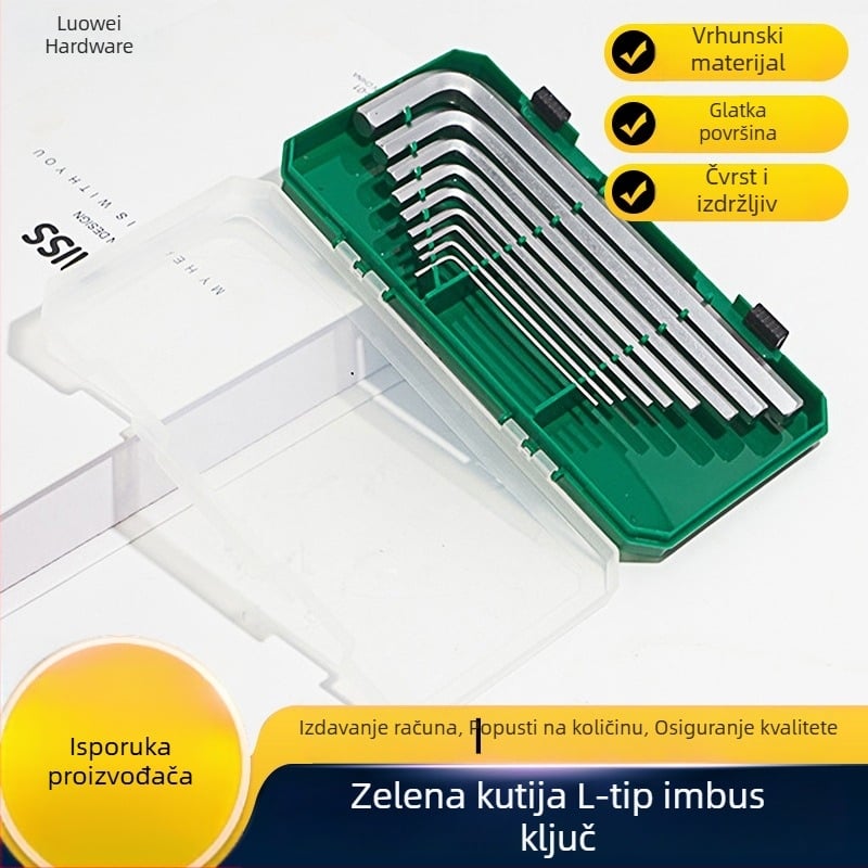 Lowey Hardware Zeleni L-oblik set imbus ključeva, 45# čelik, kaljeno