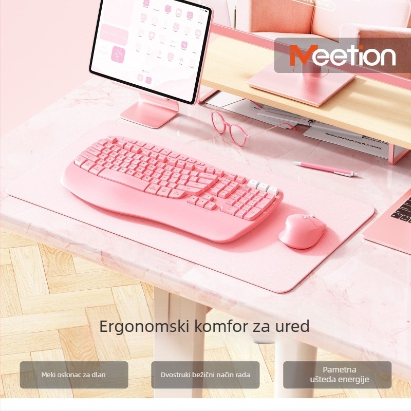Bežični set tipkovnice i miša Meetion DirectorD s ergonomski vertikalnim zahvatom i podrškom za dlan