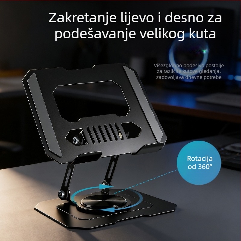 360° rotirajući držač za tablete od ugljičnog čelika – multifunkcionalan, prijenosan i sklopiv, kompatibilan s tabletima, iPadom i telefonom