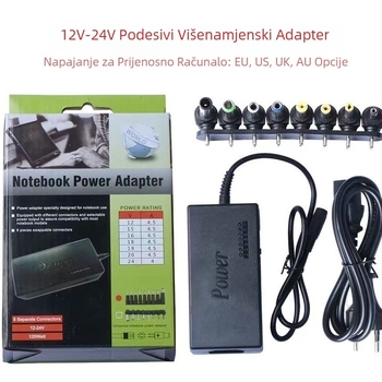 Adapter napajanja s regulacijom napona u 7 razina, 12-24V, 96-120W, za laptop