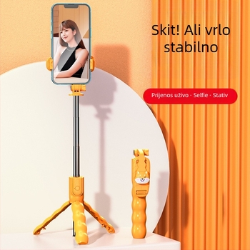 Novi selfie štap u cartoon stilu za mobitele s Bluetooth daljinskim upravljačem, univerzalni stativ za livestreaming i fotografiranje