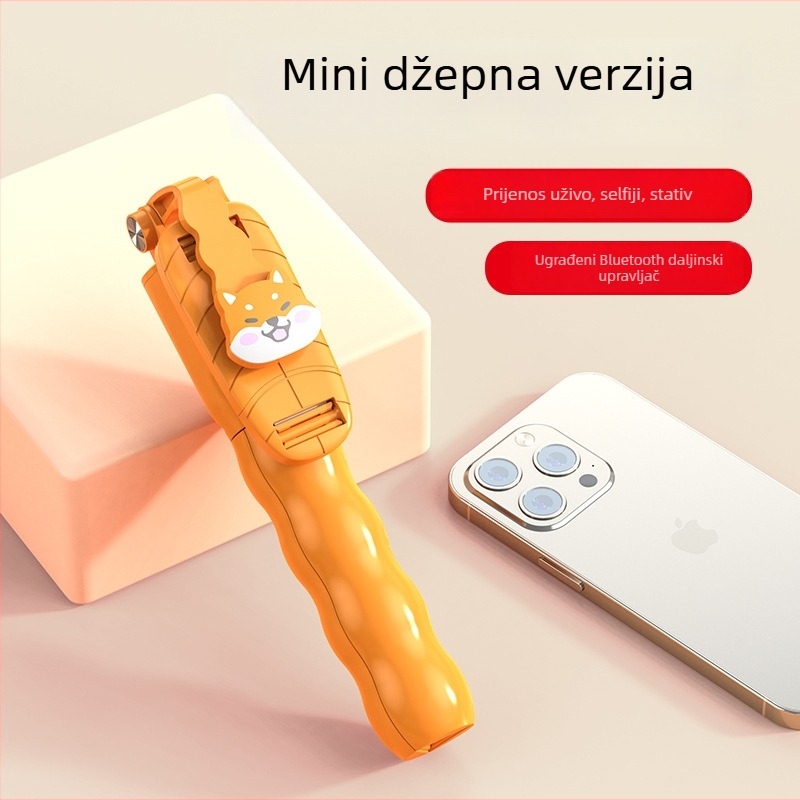 Novi selfie štap u cartoon stilu za mobitele s Bluetooth daljinskim upravljačem, univerzalni stativ za livestreaming i fotografiranje
