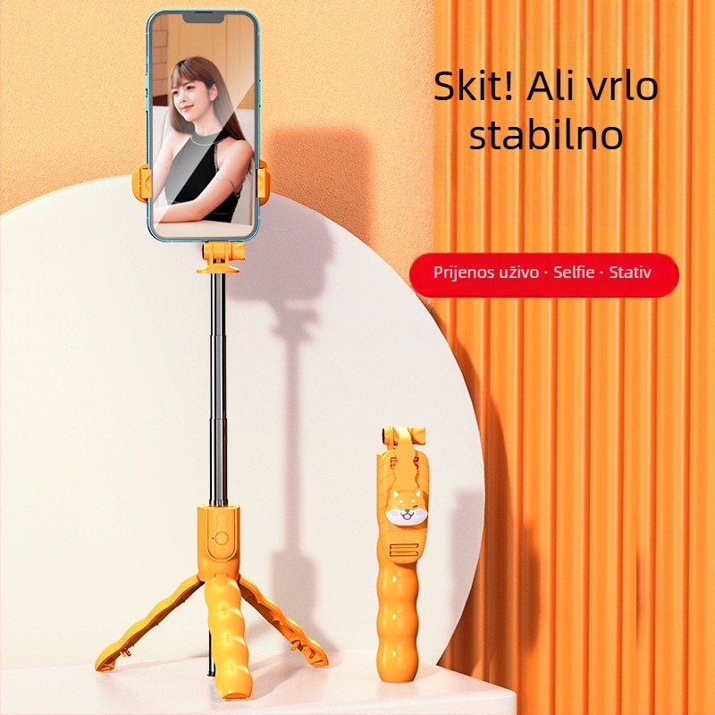 Novi selfie štap u cartoon stilu za mobitele s Bluetooth daljinskim upravljačem, univerzalni stativ za livestreaming i fotografiranje