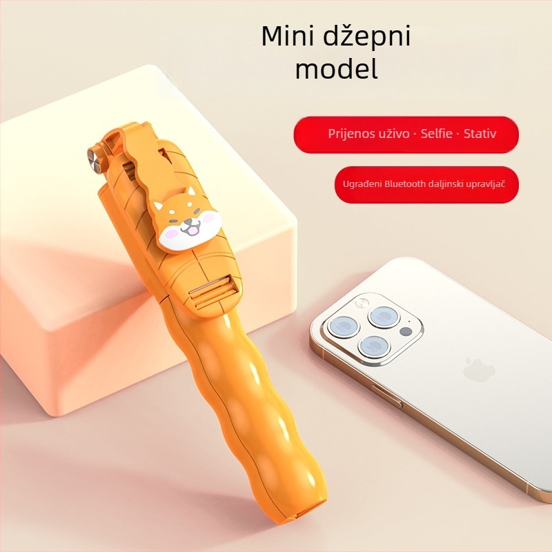Novi selfie štap u cartoon stilu za mobitele s Bluetooth daljinskim upravljačem, univerzalni stativ za livestreaming i fotografiranje