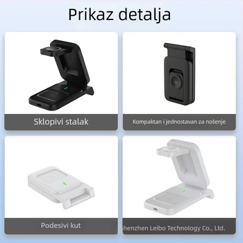 Magnetna sklopiva bežična stanica za punjenje 3-u-1 za telefone, slušalice i satove