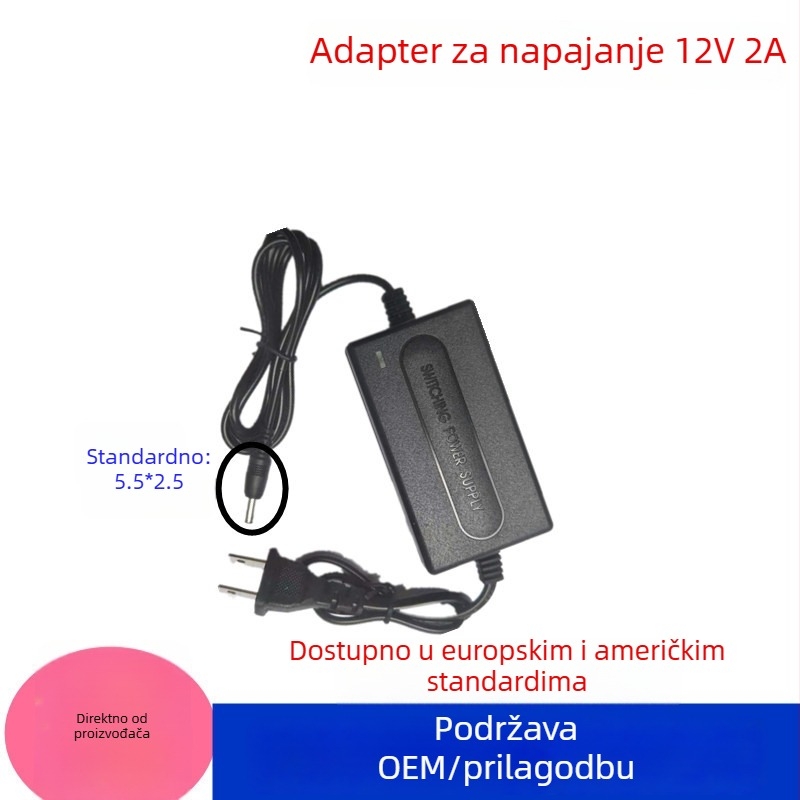 12V 2A napajanje za kameru, stolno napajanje sa sklopom, nadzor napajanje 12V 1,5A