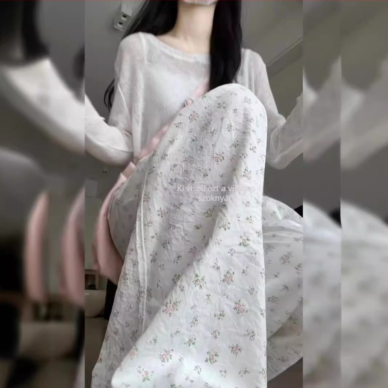 Koreai stílusú retró virágmintás egyenes szabású lezser nadrág nőknek, vékony nyári, magas derekú, karcsúsító, széles szárú Yamamoto nadrág, nagykereskedelem