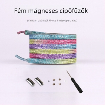 Színes, lusta emberek, nyakkendő nélküli cipőfűző kötél, elasztikus, unisex, lapos, nyakkendő nélküli cipőfűző csattal rögzítő cipőfűző
