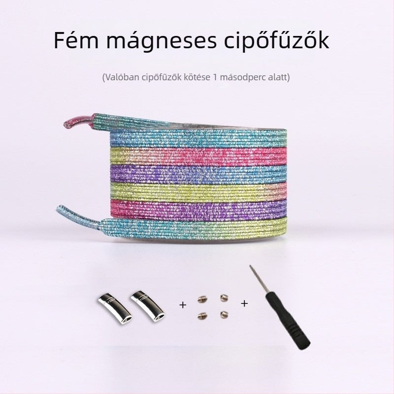 Színes, lusta emberek, nyakkendő nélküli cipőfűző kötél, elasztikus, unisex, lapos, nyakkendő nélküli cipőfűző csattal rögzítő cipőfűző