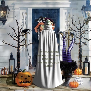 Határokon átnyúló nagykereskedelmi egy darab selyemből készült képnyomtatott halloweeni kapucnis köpeny köpeny karácsonyi felnőtt kapucnis köpeny