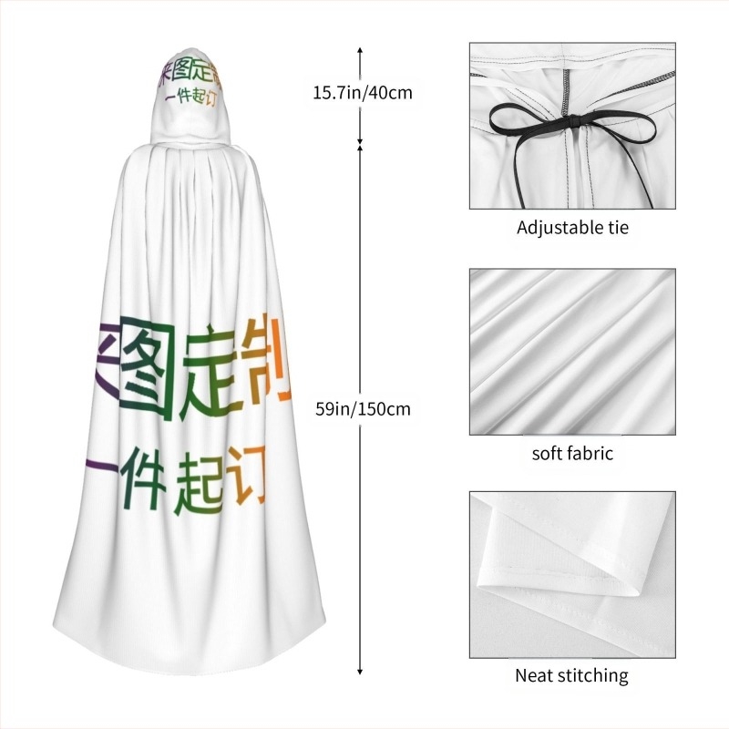 Határokon átnyúló nagykereskedelmi egy darab selyemből készült képnyomtatott halloweeni kapucnis köpeny köpeny karácsonyi felnőtt kapucnis köpeny