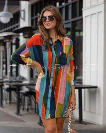 ins népszerű európai és amerikai női kora tavaszi színes blokk bő hosszú női ingruha kétirányú viselet