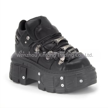 Vintage spanyol tank talpú fém magas szárú cipő vastag talpú kis bőr cipők sötét punk platform talpú utcai lövöldözés férfiaknak és nőknek