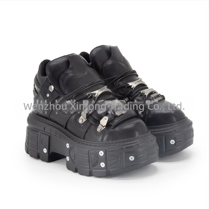 Vintage spanyol tank talpú fém magas szárú cipő vastag talpú kis bőr cipők sötét punk platform talpú utcai lövöldözés férfiaknak és nőknek