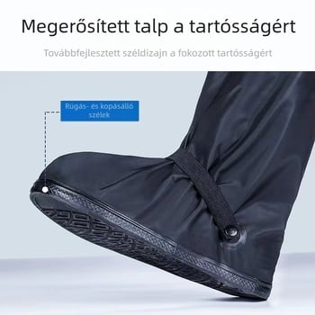 Esőcipő-védőhuzat kültéri vízálló és esőálló cipőhuzat férfiaknak és nőknek, csúszásmentes, vastagított, kopásálló aljú, felnőtt esős napi esőcsizma