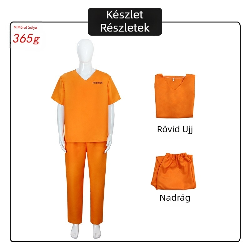 Halloween felnőtt narancssárga börtönjelmez börtönegyenruha börtönegyenruha rab jelmez szerepjáték gyermek börtönegyenruha