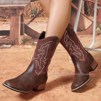 Western női csizma európai és amerikai stílusú retró 2025 négy évszak külkereskedelmi új, készre gyártott középcsöves, hegyes orrú, határokon átnyúló csizma forrásgyártó