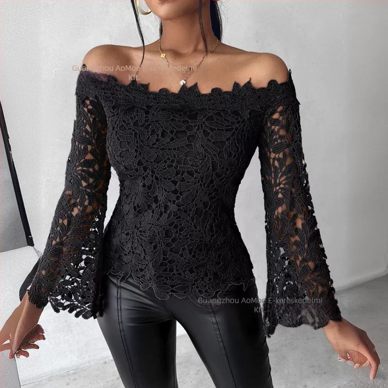 2024 Új érkezésű tavaszi új, népszerű európai és amerikai, határokon átnyúló Amazon Aliexpress csipkés felső