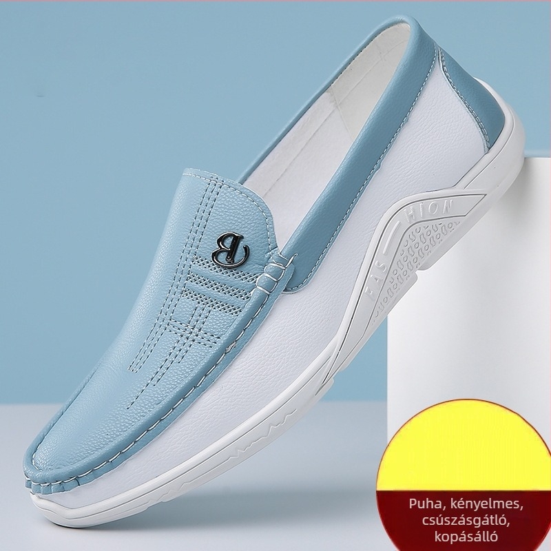 Férfi cipők 2025 Tavaszi és őszi új puha talpú lélegző alkalmi cipők Trendi, mindenhez illő alkalmi bőrcipők Férfi gördeszkás cipők