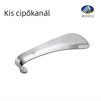 Rozsdamentes acél kis cipőkanál cipőviselési eszköz összecsukható fém cipőemelő cipősegítő 14,5 cm hordozható