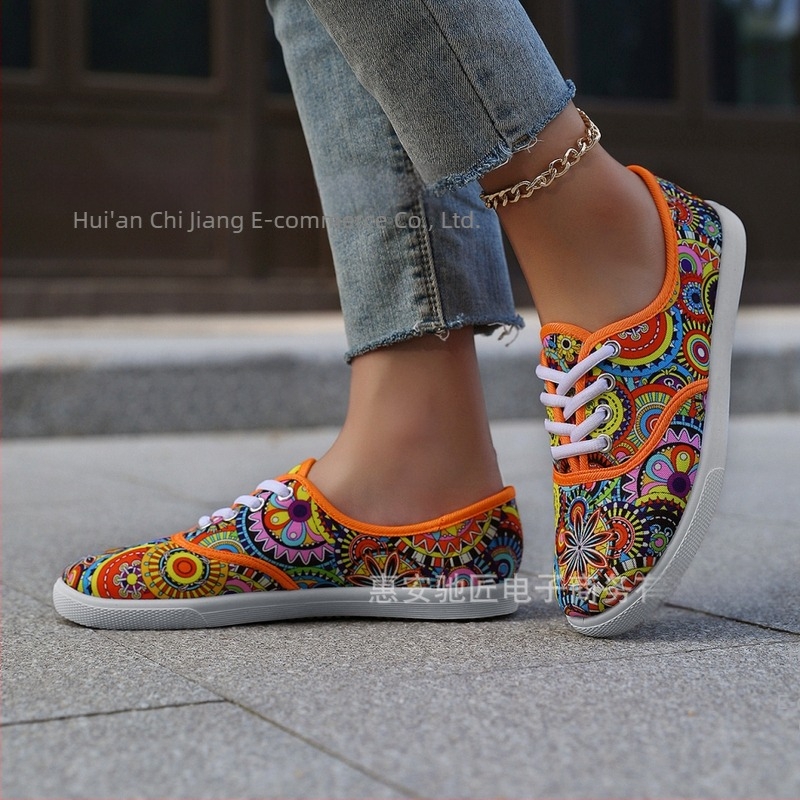 Európai és amerikai, határokon átnyúló népszerű, szabálytalan színű vászoncipők nőknek, tavaszi és őszi cipők, koreai stílusú utcai stílusú, alkalmi, sokoldalú cipők nagykereskedelemben
